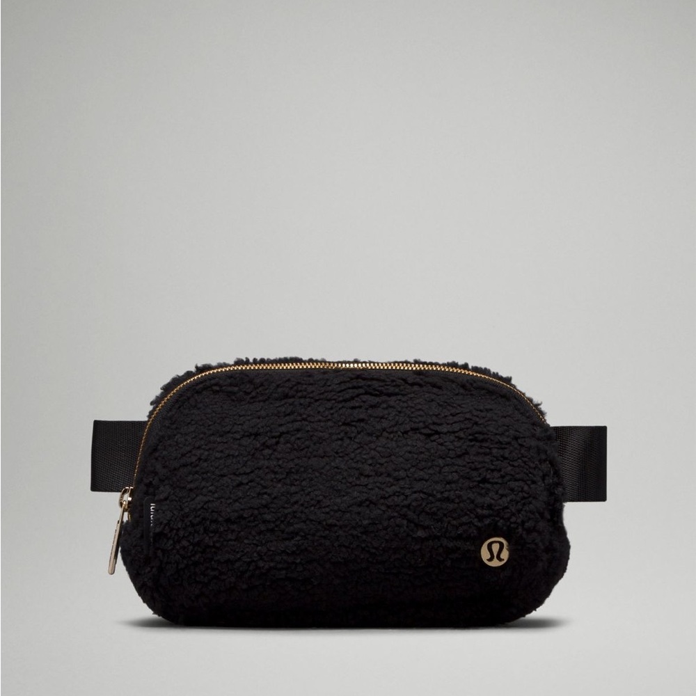 Lululemon Black and Gold Fleece Belt Bag
